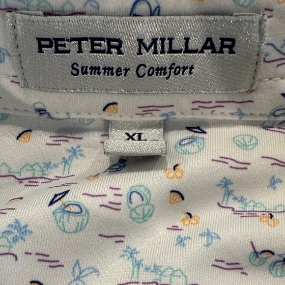 Peter Millar Men's White Shirt with Colorful Print - Picture 2 of 6